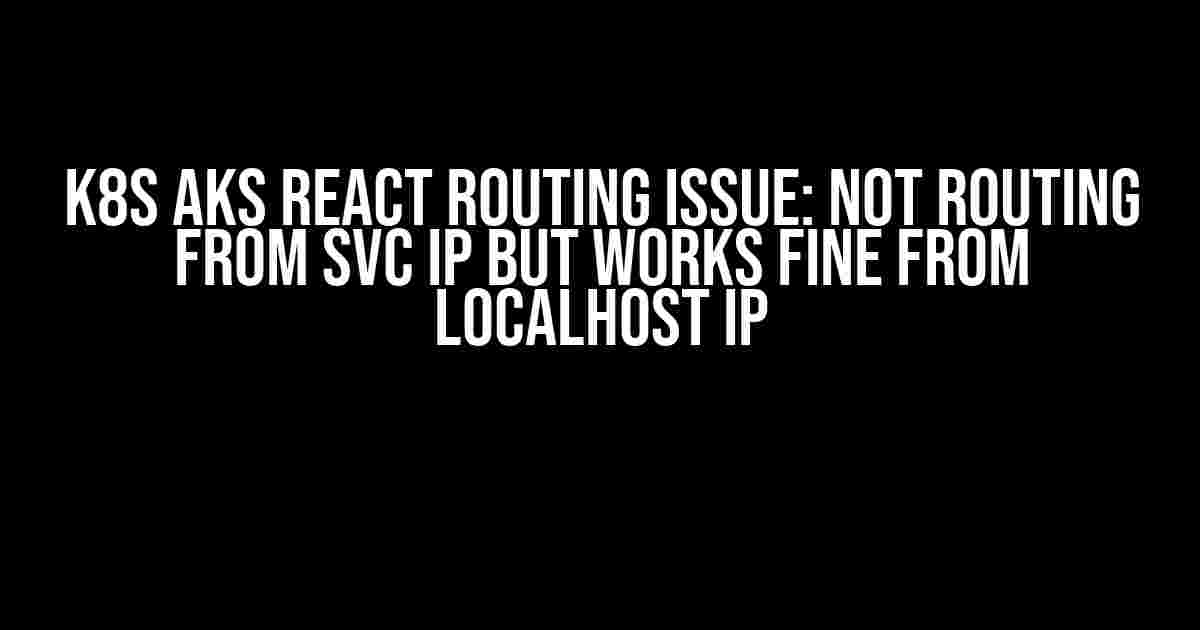 K8s AKS React Routing Issue: Not Routing from SVC IP but Works Fine from Localhost IP